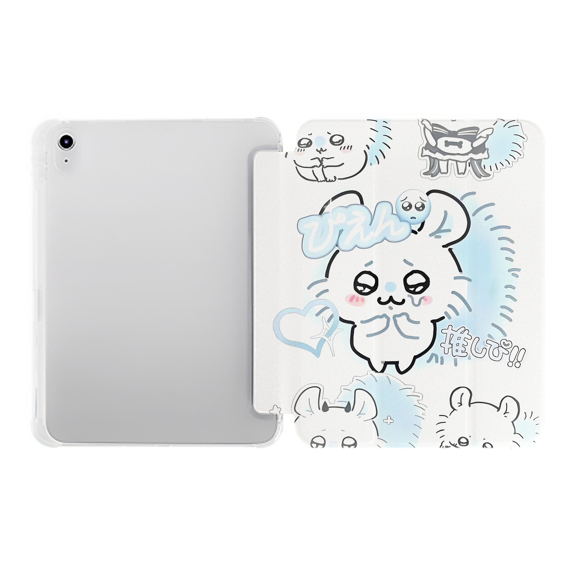 （画像用） ちいかわ Chii-kawa IPad ケース ペン収納付き 三つ折りスタンド PUレザー×シリコン 対応機種9.5/10.5/10.9インチ